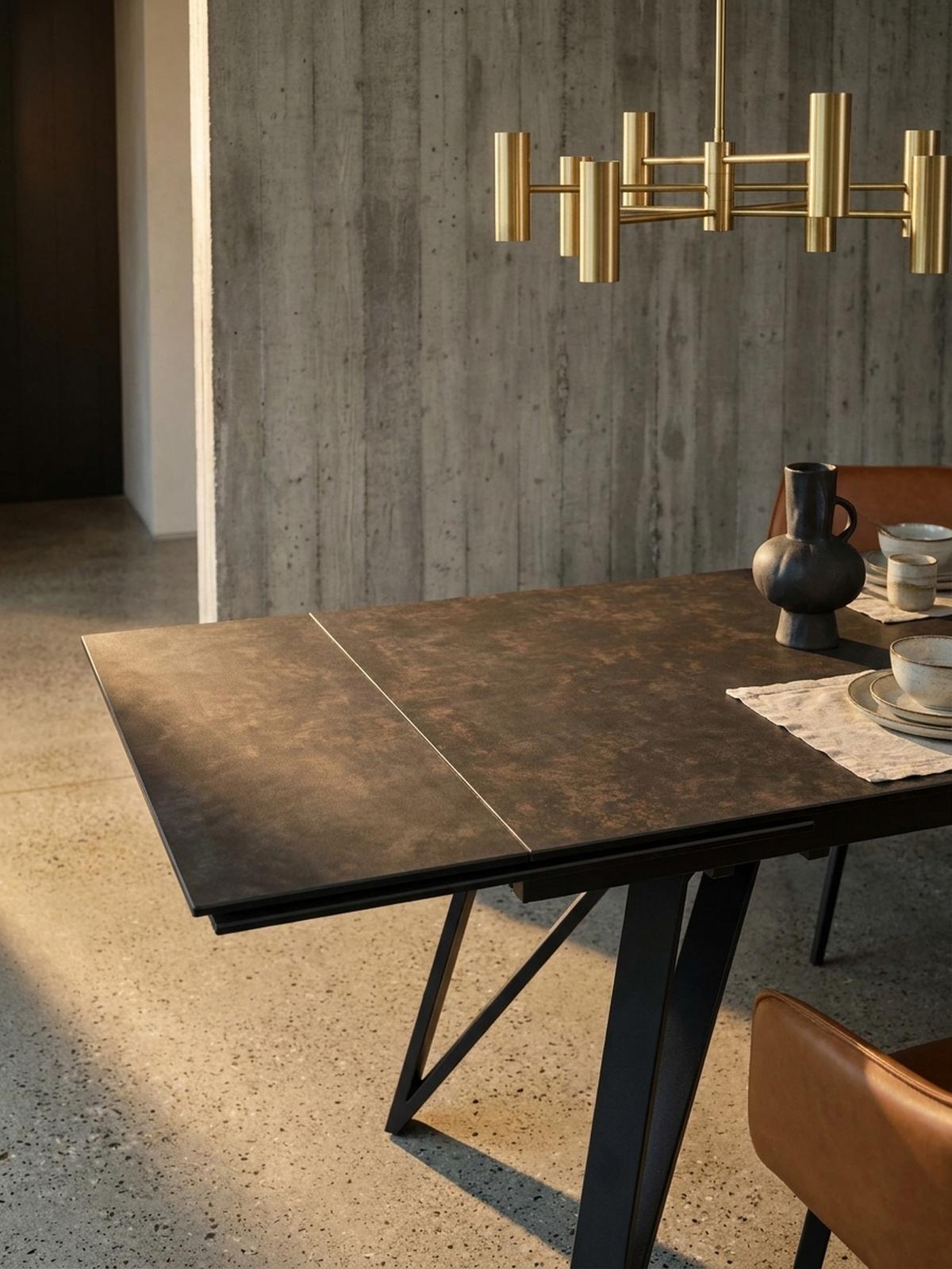 ESSTISCH Ausziehbar Keramik Glas Marmoroptik Rechteckig Groß, Schwarz 180x95x76 cm - Schwarz, Keramik/Metall (95/180/76cm) - KADIMA DESIGN