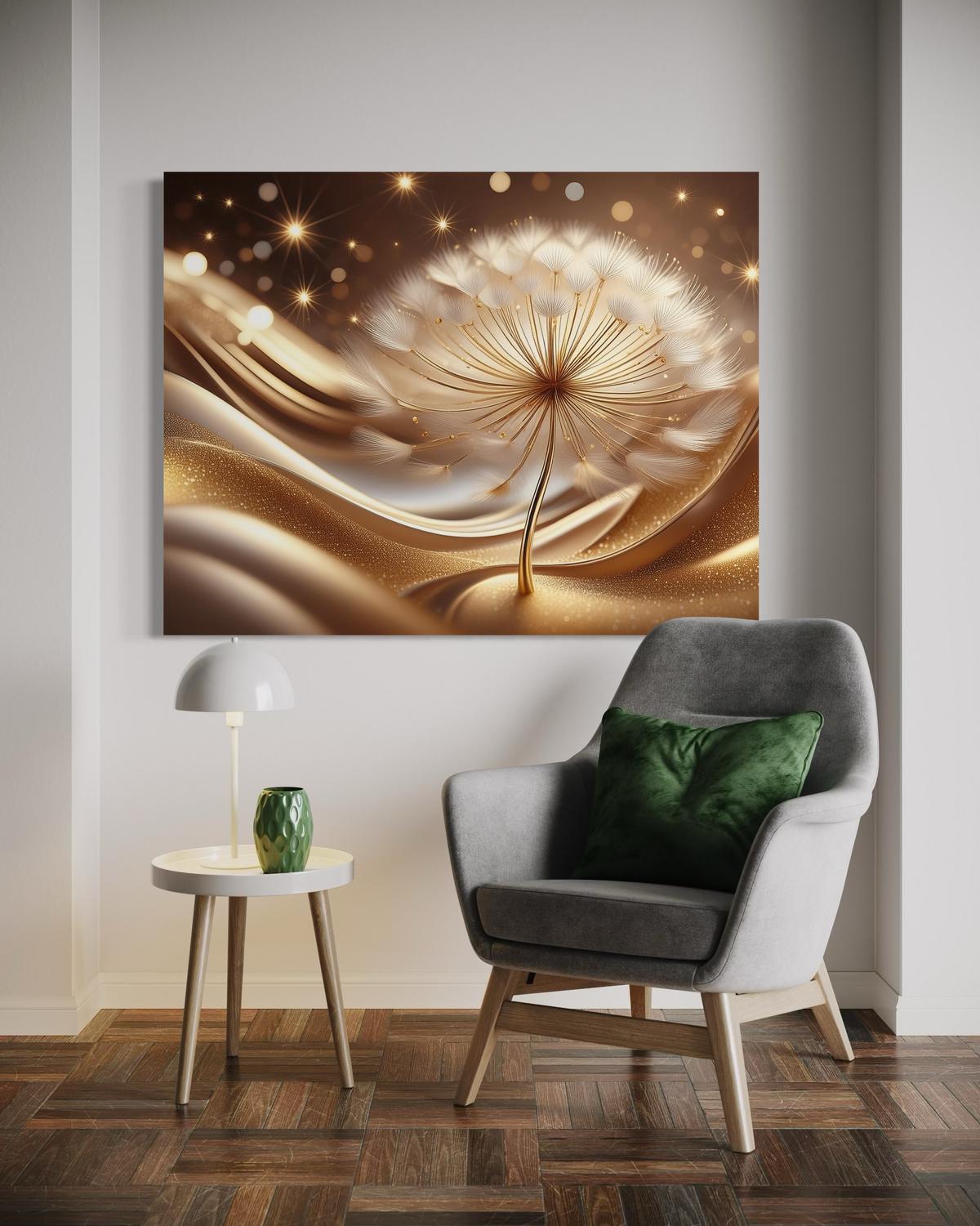 WANDBILD blumen gold glamour - Goldfarben, Textil (60/40cm) - Feeby