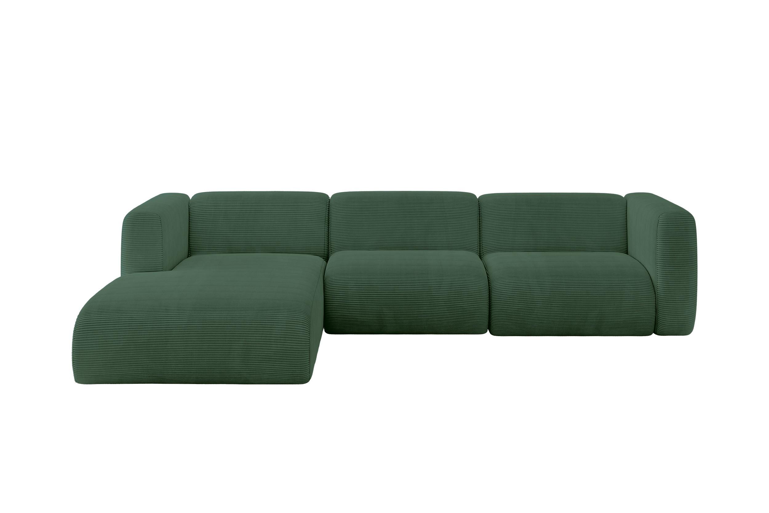 ECKSOFA Ottomane Links MIRA-L2 318x179x89 Grün Cord - Salbeigrün/Schwarz, Holzwerkstoff/Kunststoff (318/179cm) - ALTDECOR