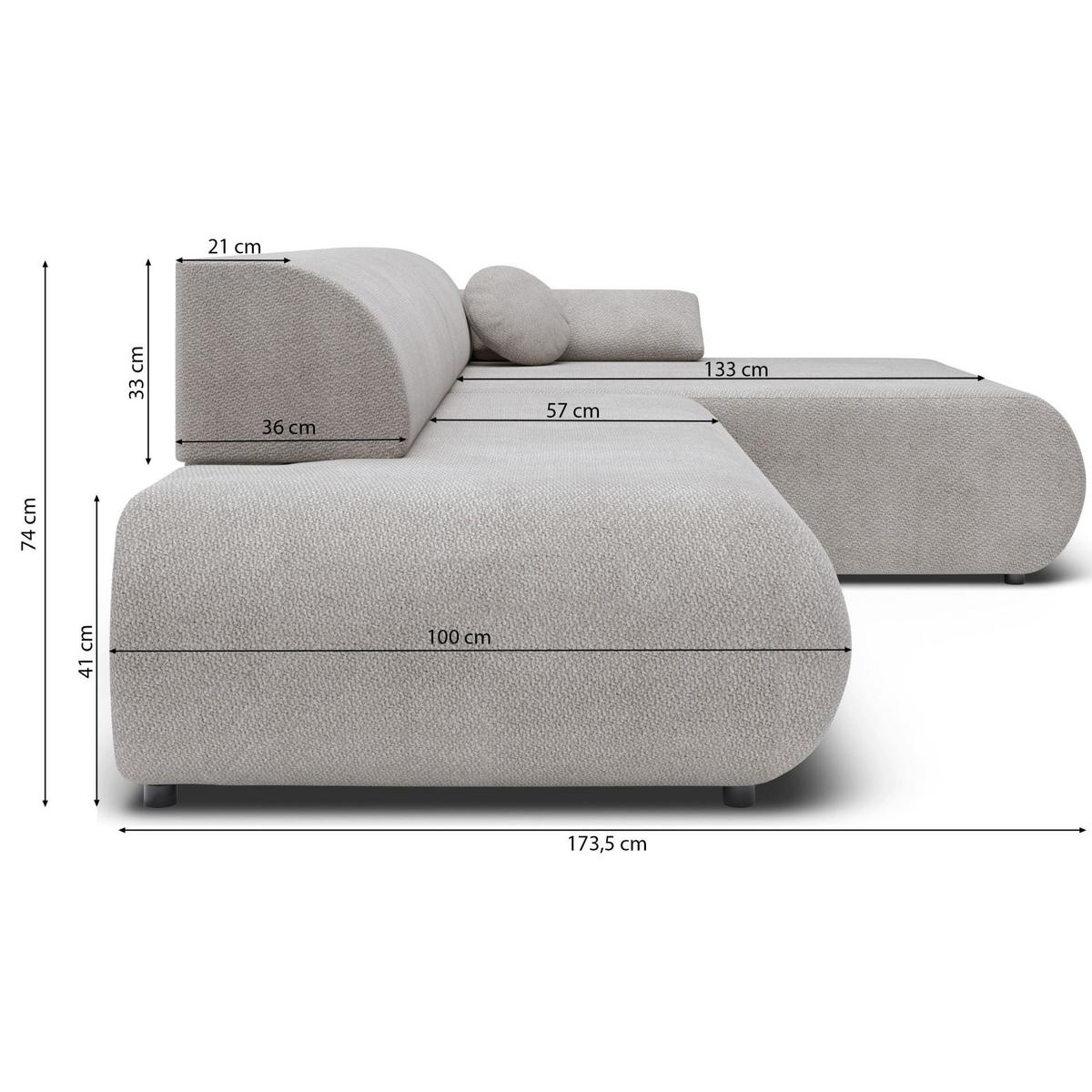 ECKSOFA Armone Beige Chenille - Beige/Schwarz, Kunststoff/Textil (173.5/286cm) - Selsey