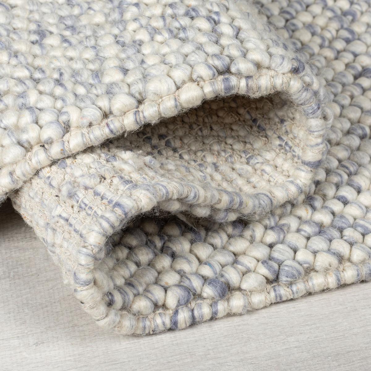 WOLLTEPPICH handgewebt MEDWAY, einfarbig, Hellblau, 80 x 150 cm - Blau, Textil (150/80cm) - KADIMA DESIGN