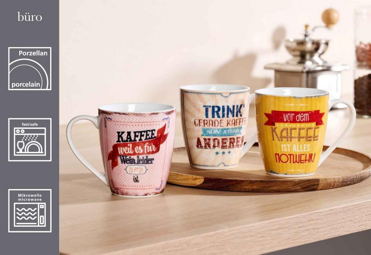HENKELBECHER Büro bunt 360 ml 6er Set - Multicolor, Keramik (0.36L) - Ritzenhoff Breker