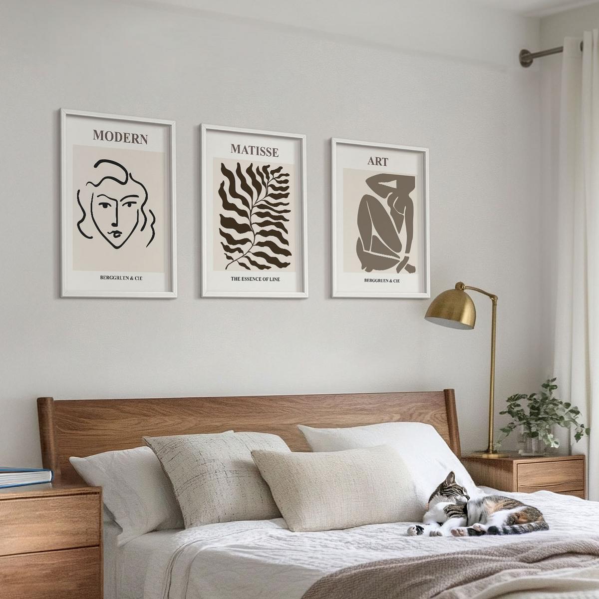 BILDER SET 3er Set - 40x60 cm Weißer Rahmen - Stilvolle Grafiken, Linien, Zeichen - Weiß, Kunststoff (40/60cm) - TULUP
