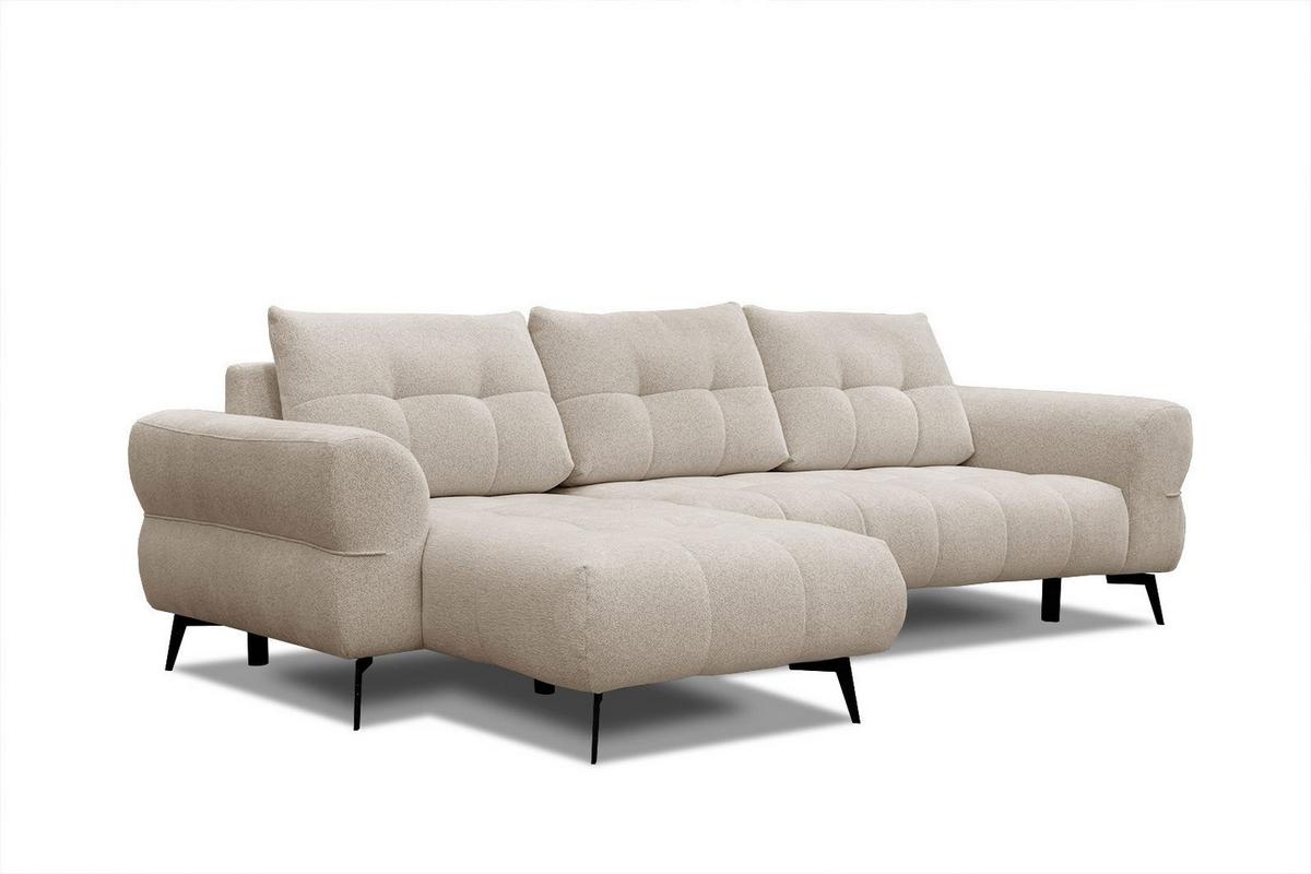 ECKSOFA SALVINI 4-Sitzer, ecru - Ecru/Schwarz, Holzwerkstoff/Textil (158/292cm) - Wozimo