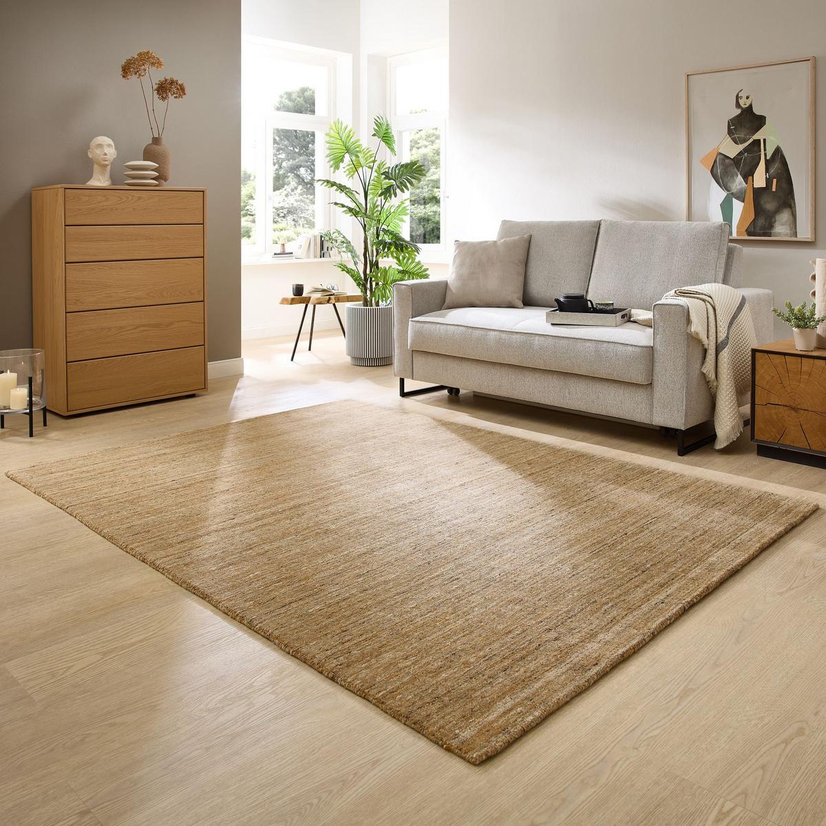 HANDWEBTEPPICH Pure 70x140 cm - Currygelb, Textil (70/140cm) - THEKO