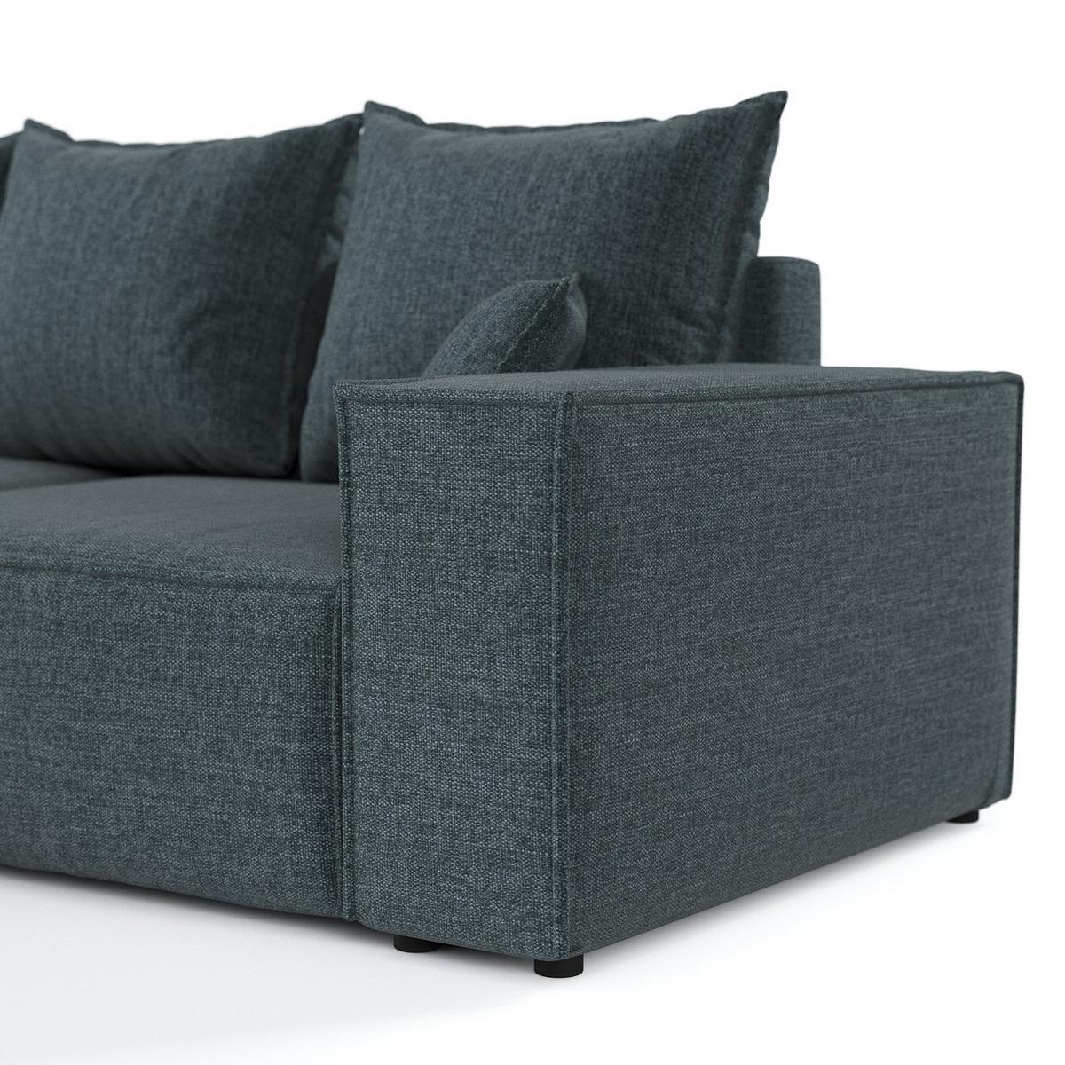 ECKSOFA SENSO mit Schlaffunktion Blaugrau im City Stoff - Blaugrau/Schwarz, Holz/Holzwerkstoff (255/148cm) - AltaBeds