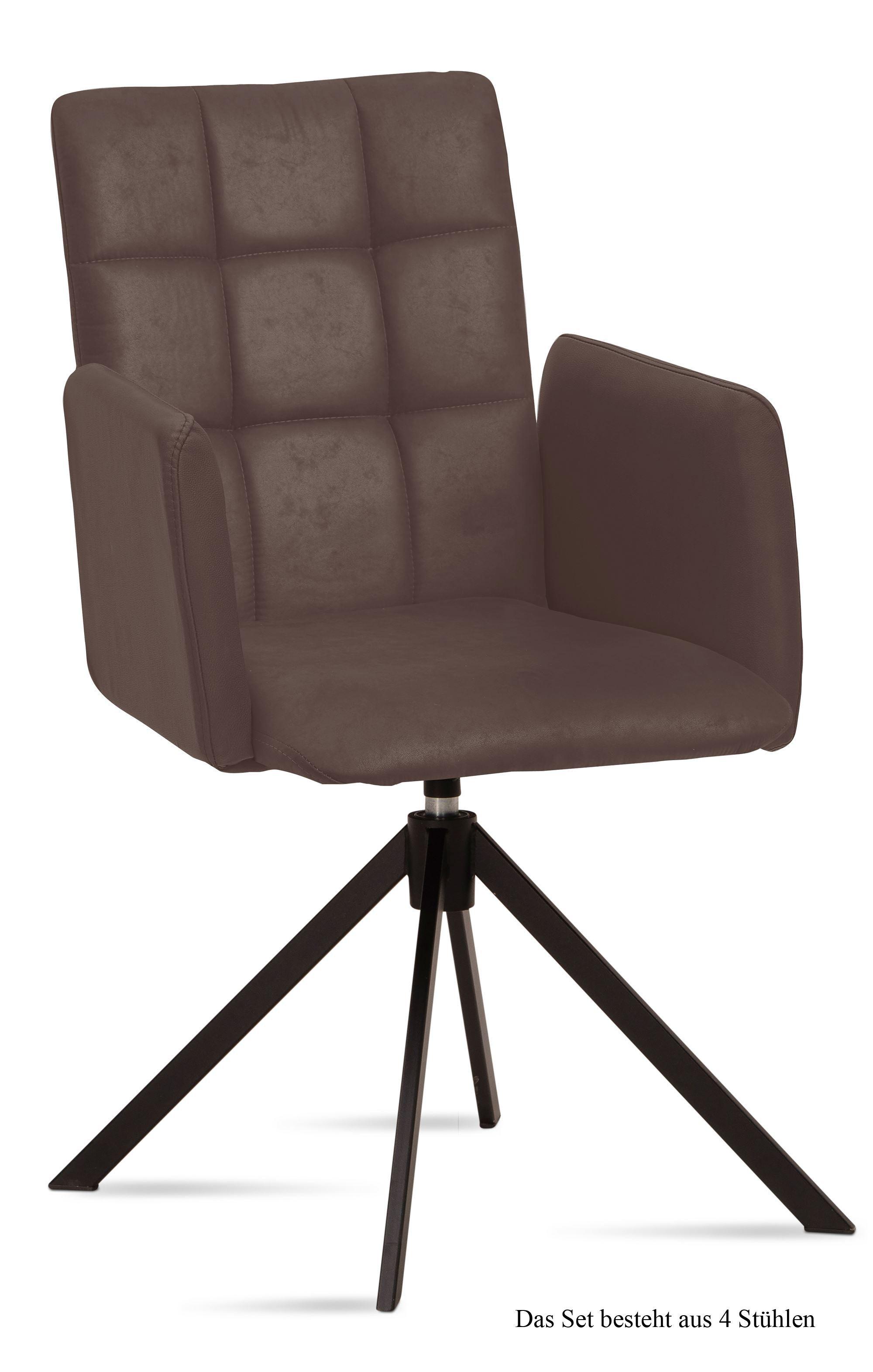ARMLEHNSTUHL drehbar (4er-Set) Deeann 52x91x60 Schwarz/Braun - Schwarz/Braun, Kunststoff (60/91/52cm) - 58aufmkessel