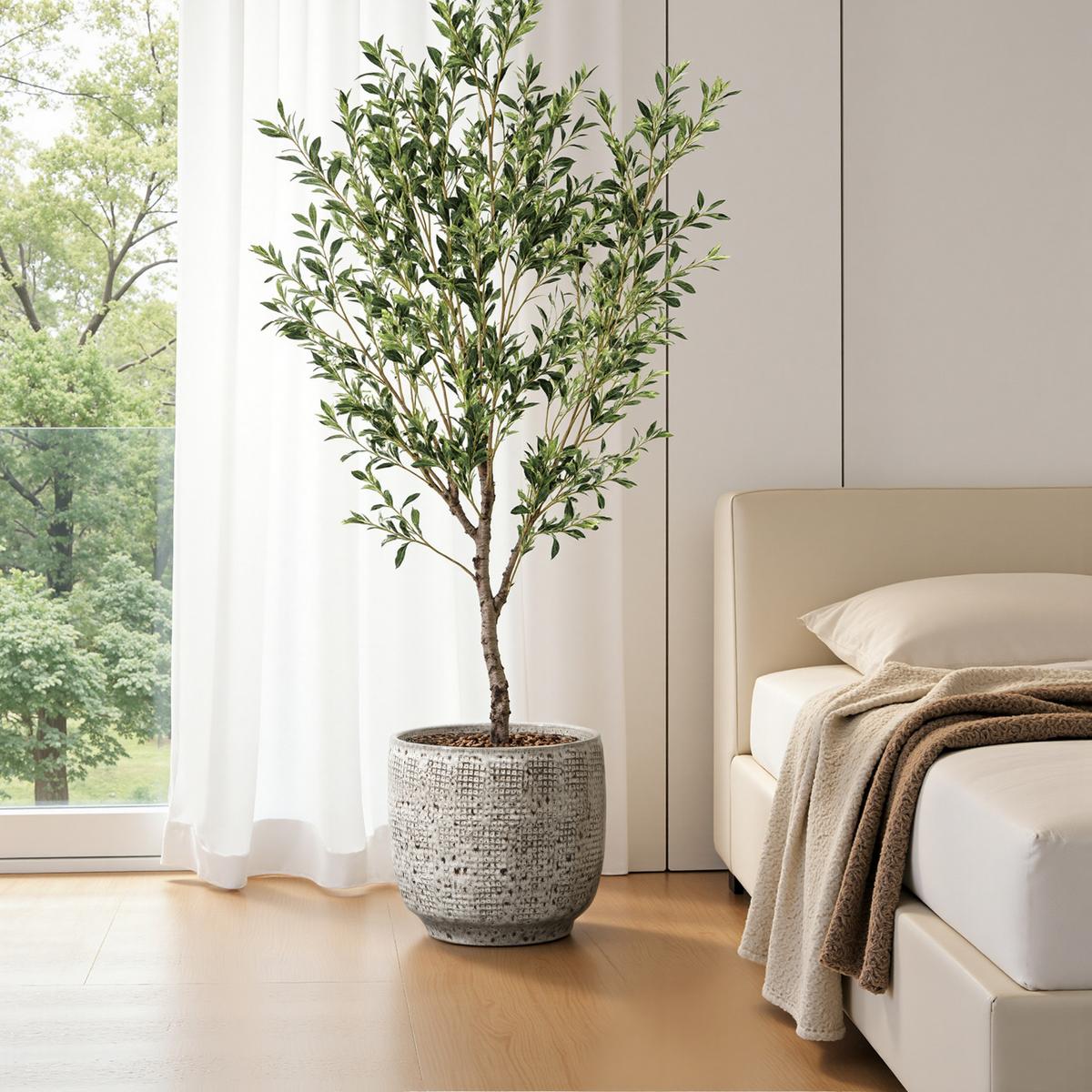 KERAMIK-BLUMENTOPF grau, Ø 30 × H 28 cm - Weiß, Keramik (28.8cm)