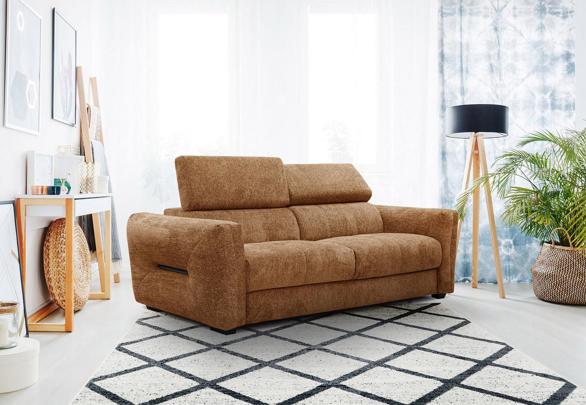 SOFA CALVERA 3-Sitzer, dunkelorange - Dunkelorange, Holzwerkstoff/Textil (204/79/106cm) - Wozimo