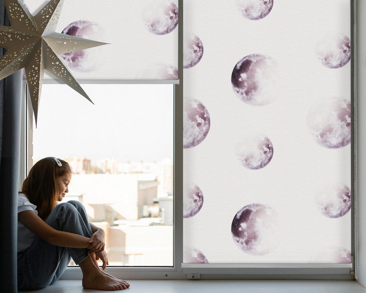 INNENROLLO - Fensterrollo - Rollo - 90x180 cm - Graue Planeten - Grau, Kunststoff (90/180/0.5cm) - TULUP