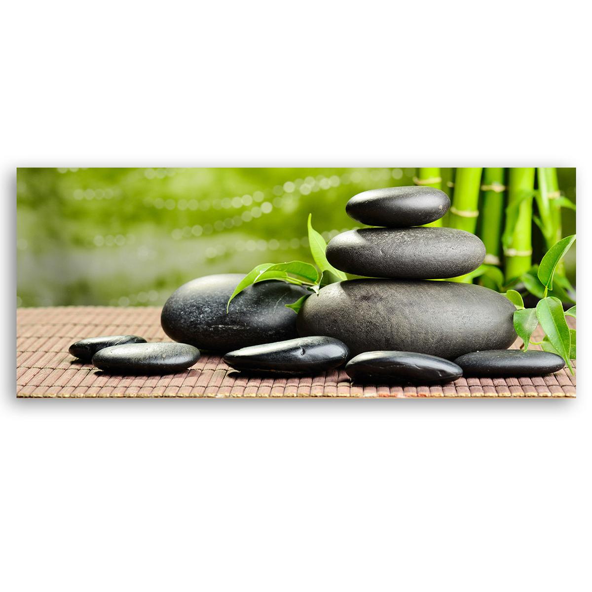 WANDBILD zen spa steine - Grün, Textil (90/30cm) - Feeby