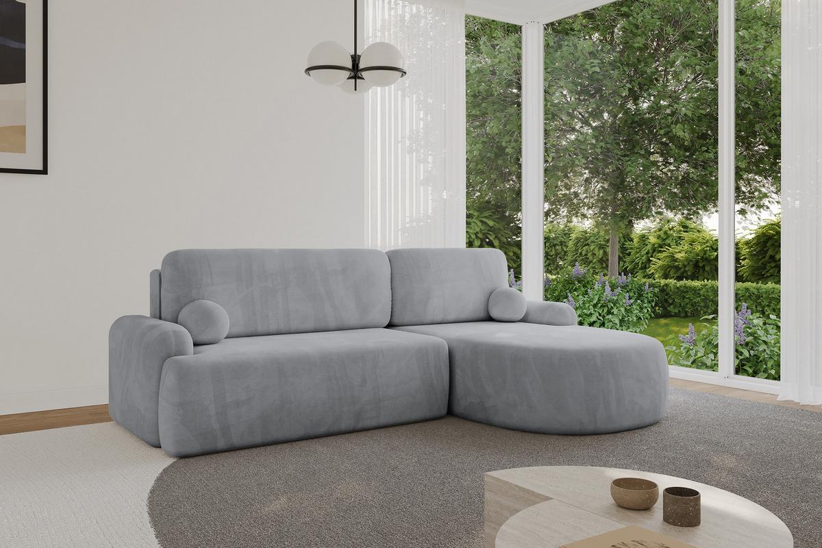 ECKSOFA mit Schlaffunktion und Bettkasten LIRA-L - 264x172x89 Grau - Grau, Holzwerkstoff/Textil (172/264cm) - ALTDECOR