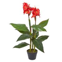 KUNSTBLUME Blumenrohr rot, 90 cm - Rot, Kunststoff (90cm) - Homescapes