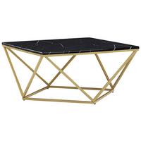COUCHTISCH Marmor Optik schwarz/gold quadratisch 80/80 cm Malibu - Goldfarben/Schwarz, Holzwerkstoff (80/80/40cm) - Beliani