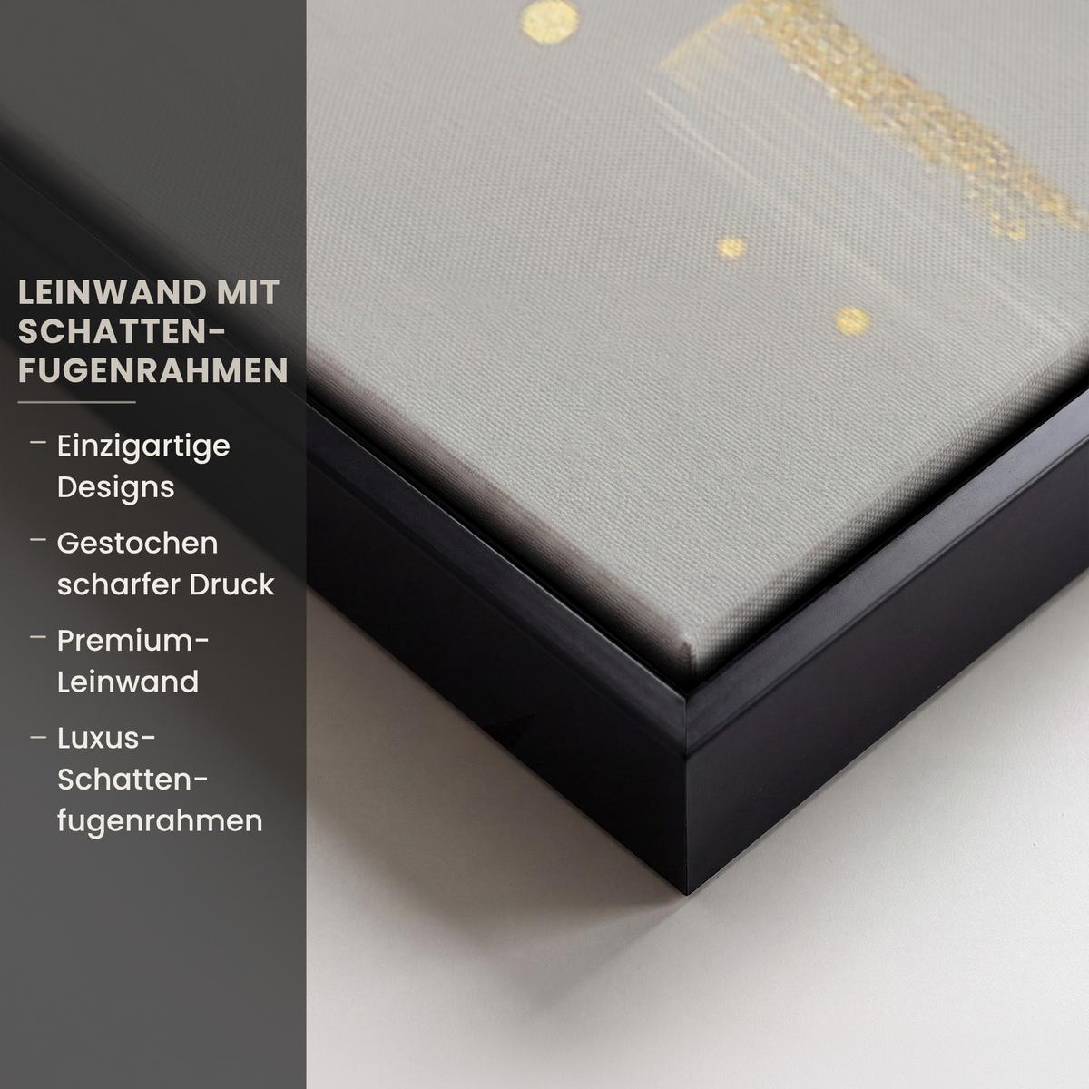 LEINWAND Bilder mit Rahmen - Abstrakt - Blöcke - Gold - Skyline - 80x120 - Beige, Textil (80/120cm) - MuchoWow