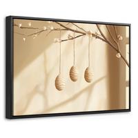 LEINWAND Bilder mit Rahmen - Beige - Osterkuchen - Eier - 30x20 - Beige, Textil (30/20cm) - MuchoWow