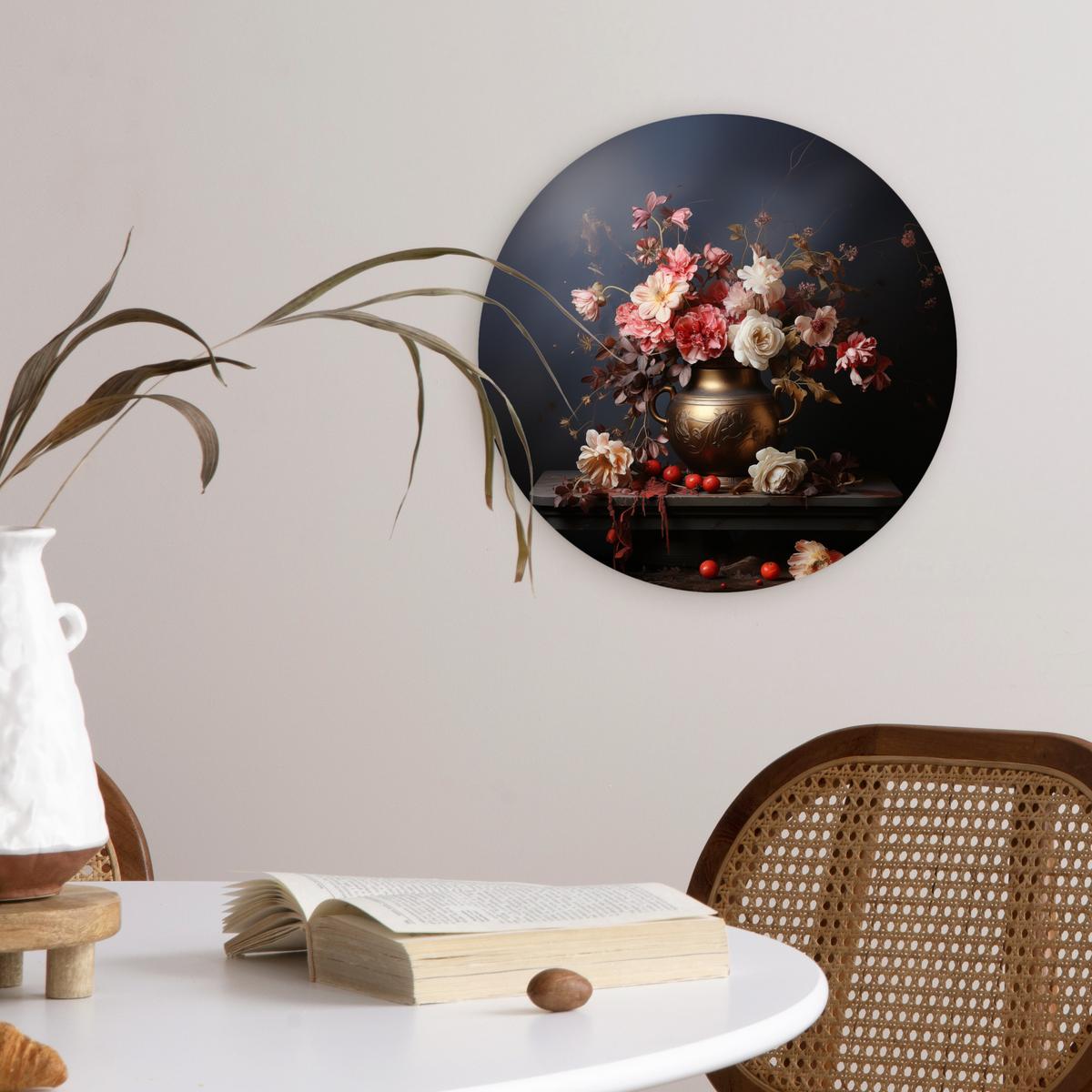 WANDBILD Stilleben - Blumen - Rosen - Blumenstrauß - Vase Deko Wohnzimmer 30x30 cm - Dunkelbraun, Kunststoff (30/30cm) - MuchoWow