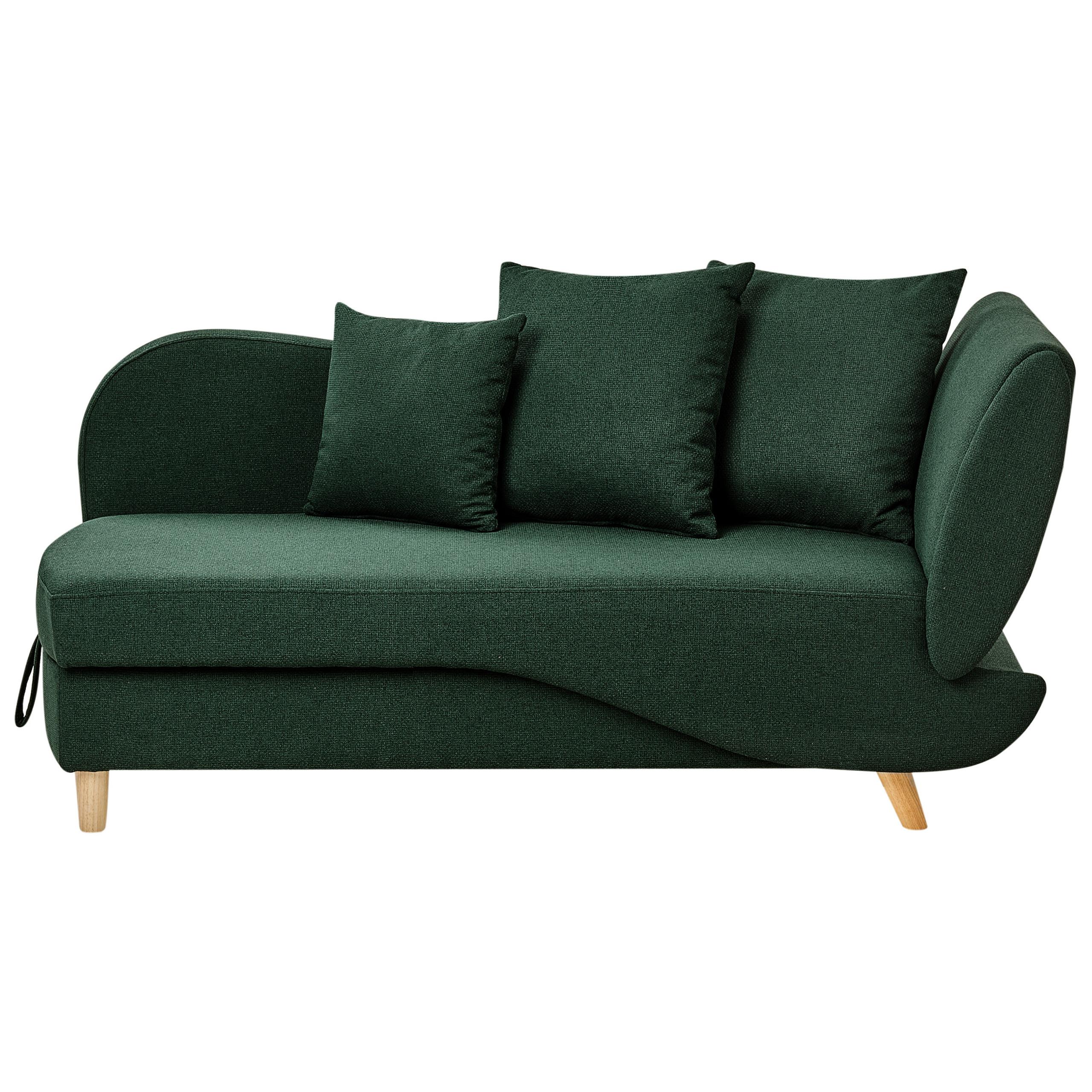 CHAISELONGUE-RECHTSSEITIGE Grün Meri - Braun/Grün, Textil (155/76/69cm) - Beliani