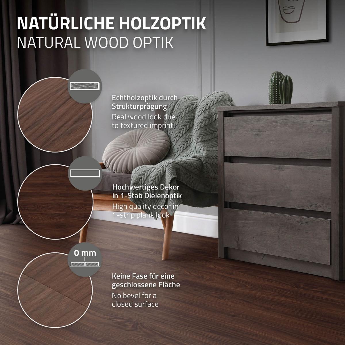 VINYLBODEN selbstklebend 11,15m²/80 Dielen Rot-Braun Nuss - Dunkelbraun, Kunststoff (91.5/15.3/0.2cm) - ML-DESIGN
