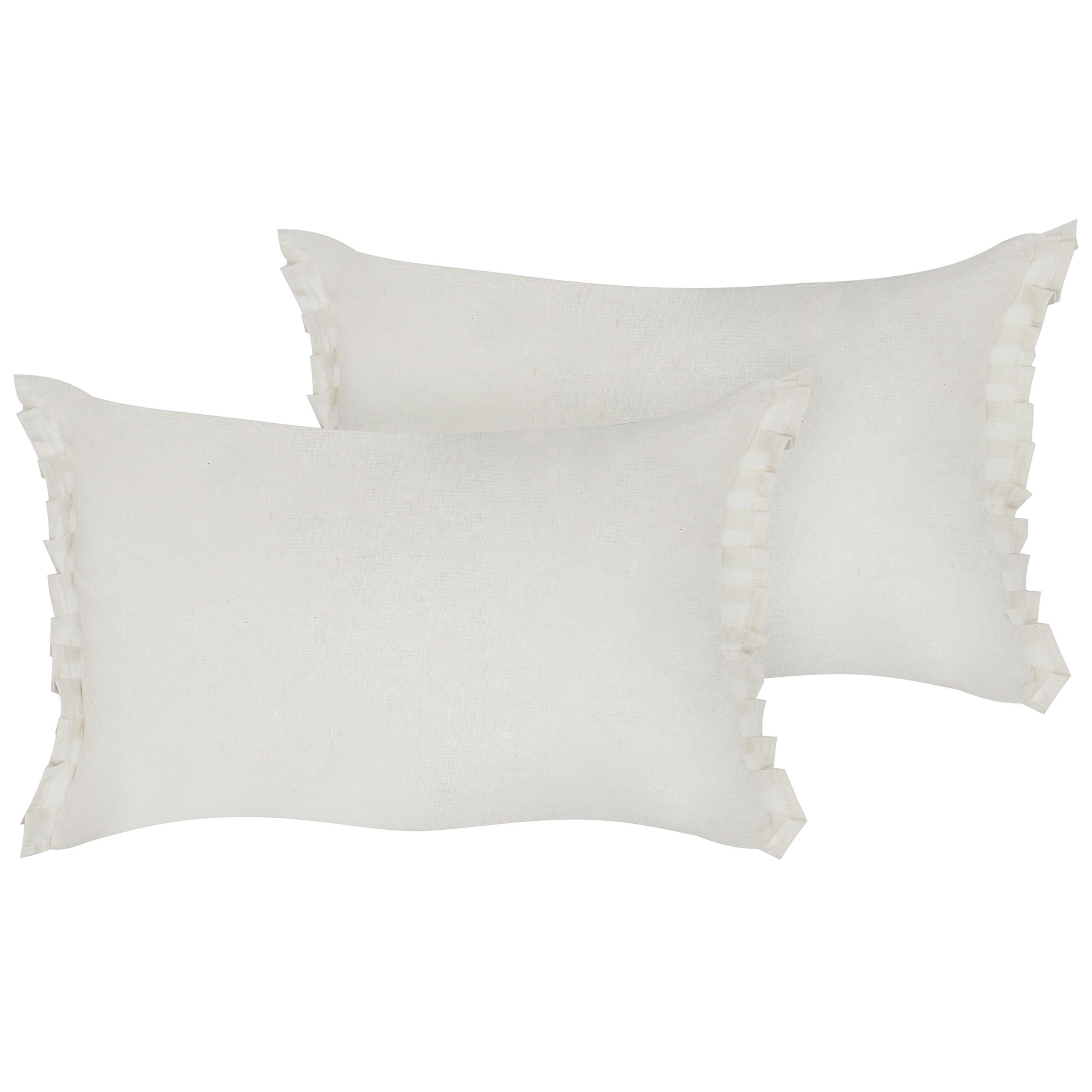 DEKOKISSEN 2er-Set Cremeweiß 45/30 cm Sassafras - Weiß, Textil (45/30cm) - Beliani
