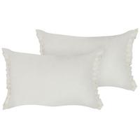 DEKOKISSEN 2er-Set Cremeweiß 45/30 cm Sassafras - Weiß, Textil (45/30cm) - Beliani