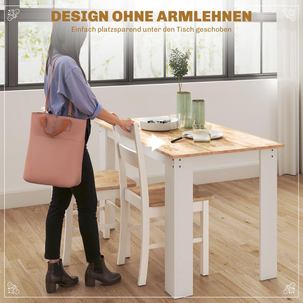 ESSTISCH 69 x 69 cm Esszimmerstühle 2er Set Küchentisch für 2-4 Personen Eiche - Eichefarben/Weiß, Holz (69/75/69cm) - HOMCOM