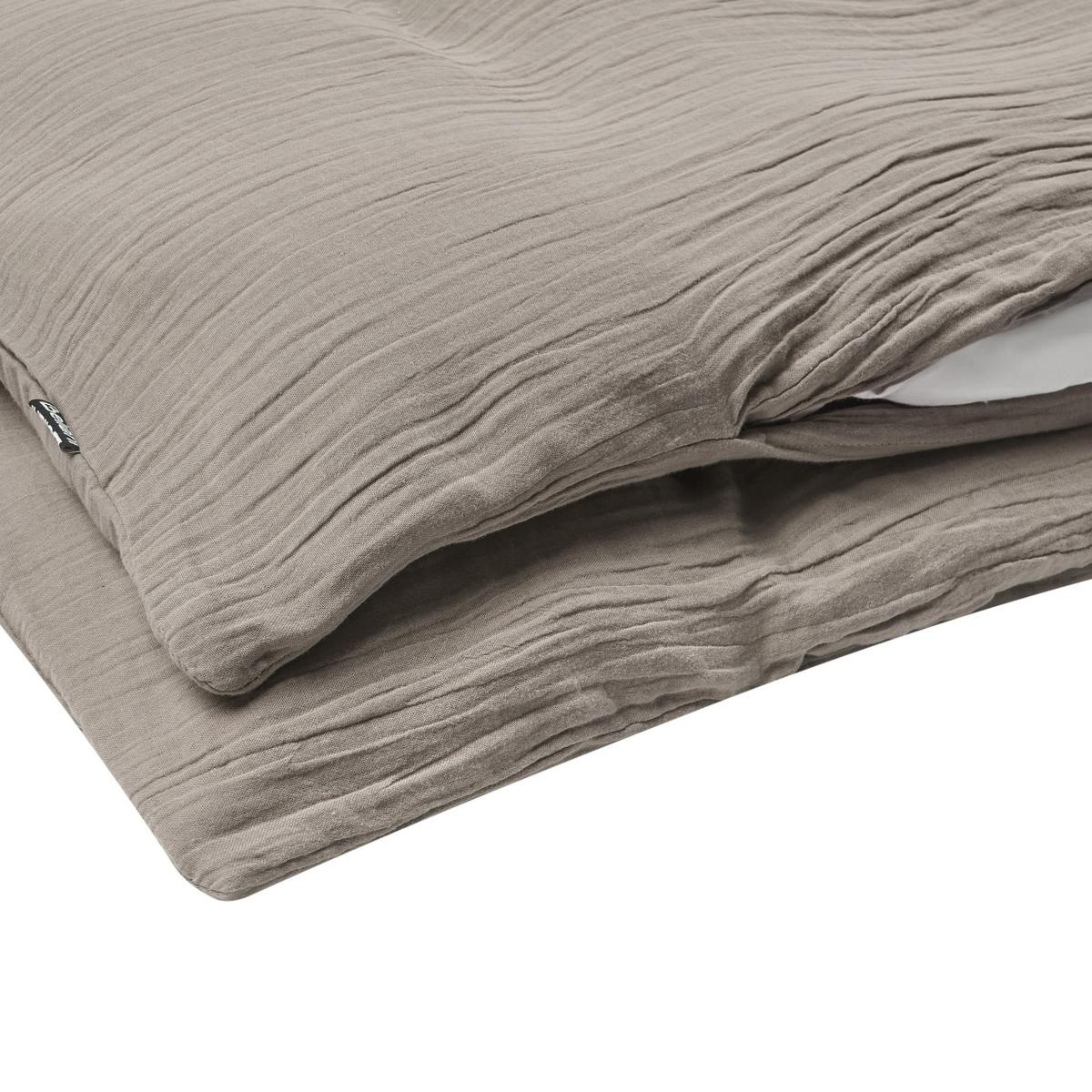BETTWÄSCHE-SET 200/200 cm Baumwollmusselin Taupe Sumner - Taupe, Textil (200/200cm) - Beliani