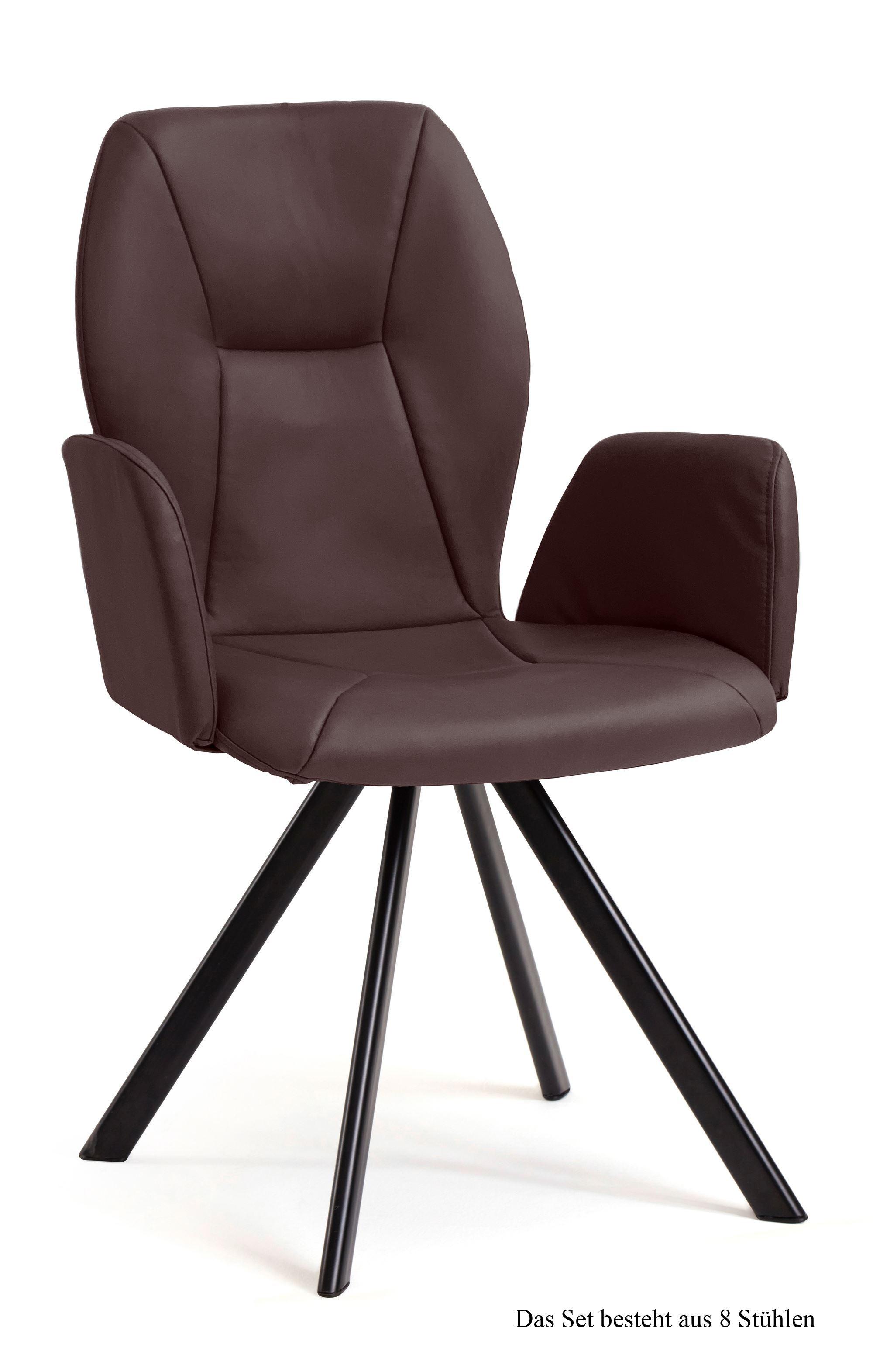 ARMLEHNSTUHL drehbar (8er-Set) Diane 58x92x60 Schwarz/Braun - Schwarz/Braun, Kunststoff (60/92/58cm) - 58aufmkessel