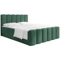 BOXBETT Serenity mit Bettkasten, Dunkelgrün Samt 180x200 cm – inkl. H4 Taschenfederkern Matratze & Foam Topper - Dunkelgrün/Schwarz, Holz/Holzwerkstoff (180/200cm) - WFL GROUP