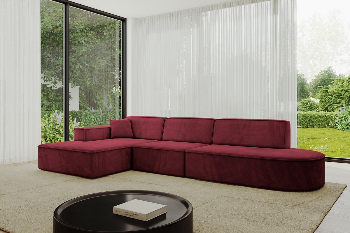 ECKSOFA Ottomane Links IREA-L2-v4 - 327x165x77 cm Bordeauxrot - Bordeaux, Holzwerkstoff/Textil (327/165cm) - ALTDECOR