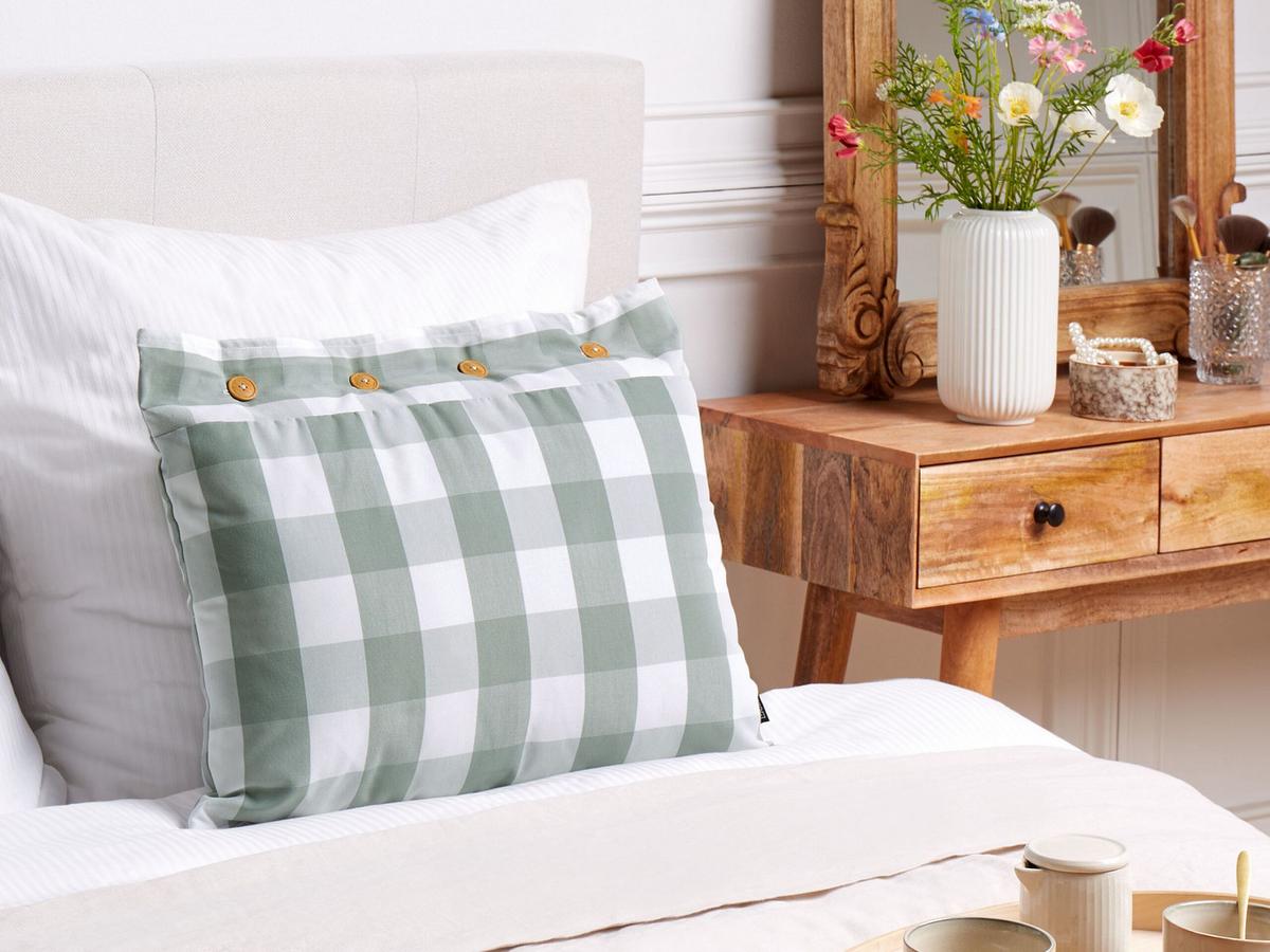 DEKOKISSEN Mintgrün 40/60 cm Tamnine - Weiß/Mintgrün, Textil (60/40cm) - Beliani