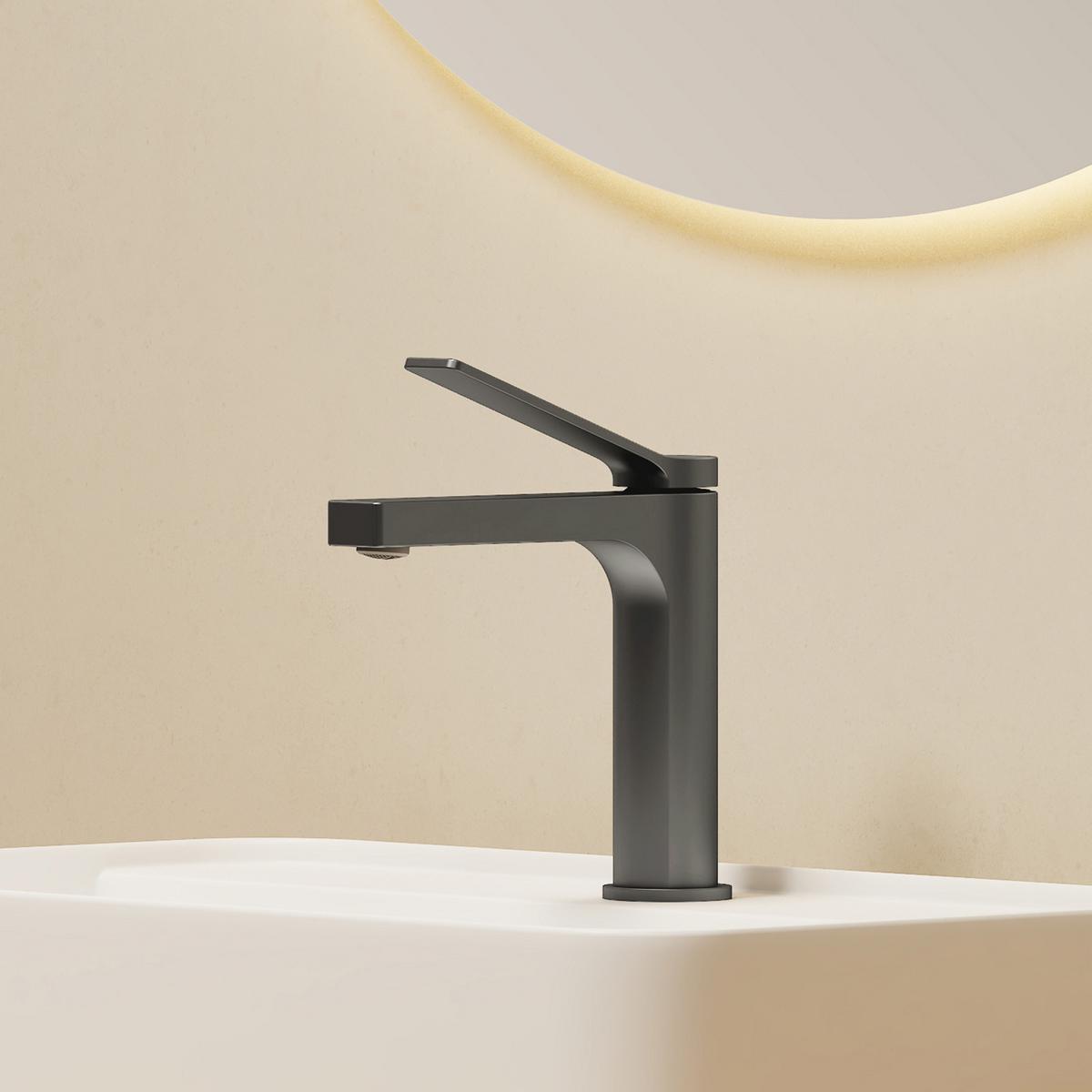 WASCHTISCHARMATUR Anthrazit 19,5/17,3/4,6 cm - Anthrazit, Metall (17.3/4.6/19.5cm) - EMKE