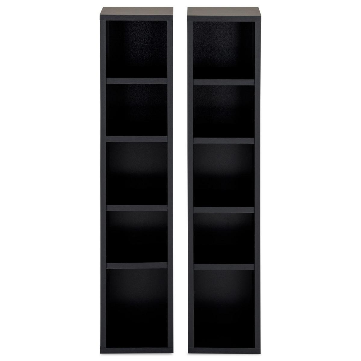 CD/DVD- REGAL CHART Esche schwarz - Schwarz, Holzwerkstoff (20/186/17cm) - CARO-Möbel