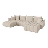 WOHNLANDSCHAFT mit Schlaffunktion und Bettkasten TOKO-U-v1 378x194x86 Beige Cord - Beige/Schwarz, Holzwerkstoff/Kunststoff (378/86/194cm) - ALTDECOR