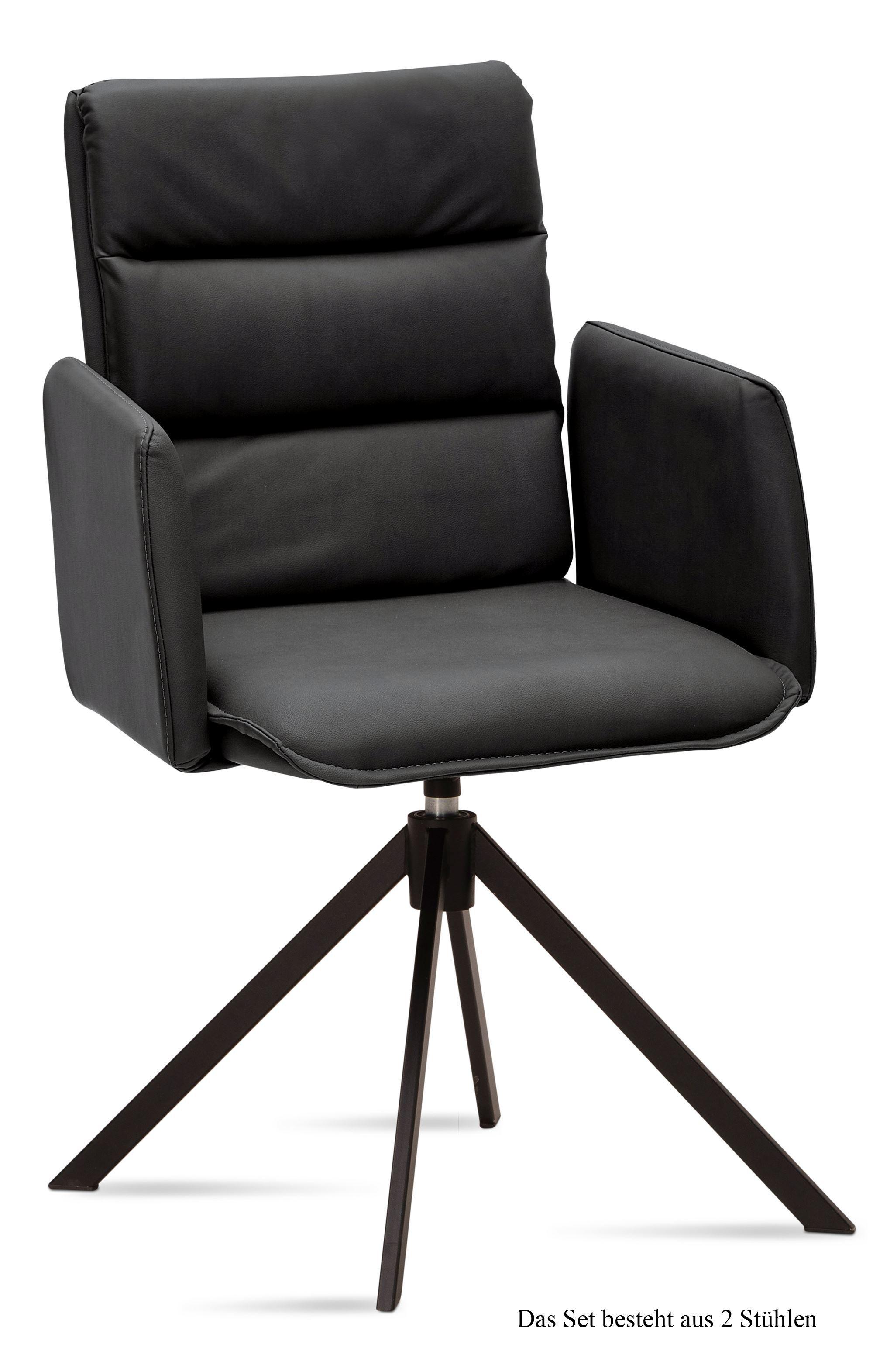 ARMLEHNSTUHL drehbar (2er-Set) Delila 52x92x60 Schwarz/Anthrazit - Anthrazit/Schwarz, Kunststoff (60/92/52cm) - 58aufmkessel
