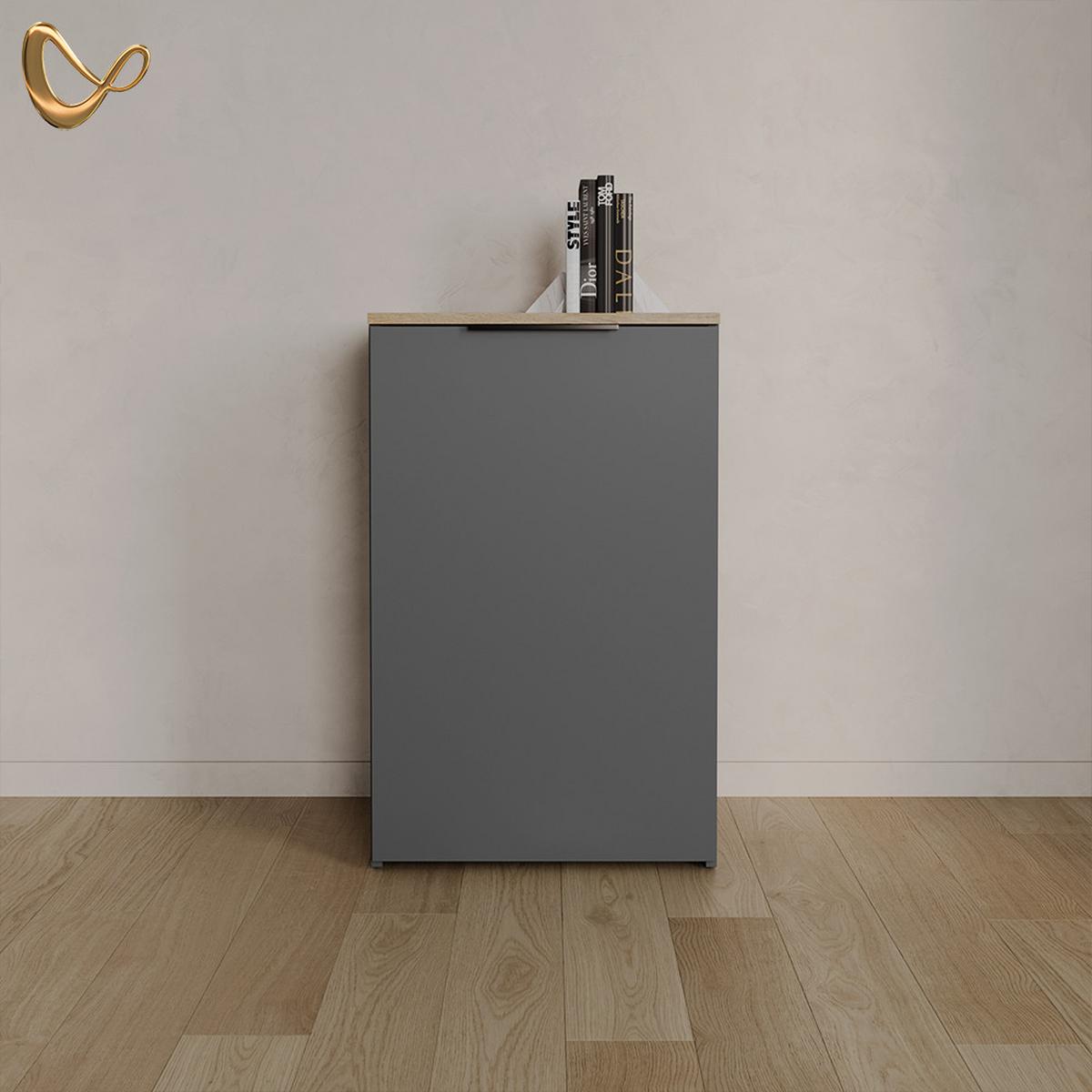 KOMMODE Piave Anthrazit mit Regal - Anthrazit, Holzwerkstoff (50/80/40cm) - Livinity®