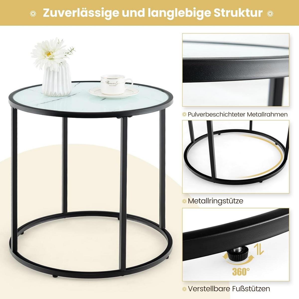 BEISTELLTISCH Schwarz - Schwarz, Glas (50/50/50cm) - COSTWAY
