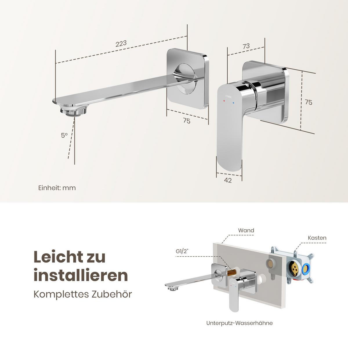 WASCHTISCHARMATUR Modular Ventilkernzertifizierung Messing Verchromt - Chromfarben, Metall (12.7/11/23.3cm) - EMKE