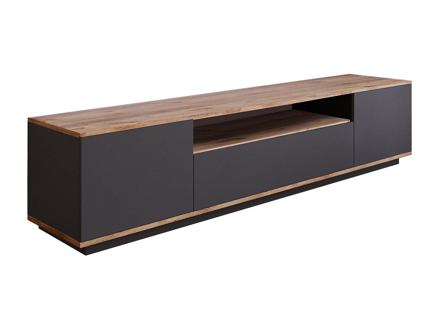 TV-BOARD - 180 cm x 44.5 cm - Holz, Platte - Anthrazitgrau, Naturfarben Hell LOTULA - Anthrazit/Naturfarben, Holz (180/44.6/44.5cm) - Vente-Unique