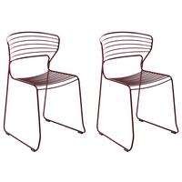 GARTENSTUHL 2er-Set Metall Rot Pistoia - Rot, Metall (54/80/51cm) - Beliani