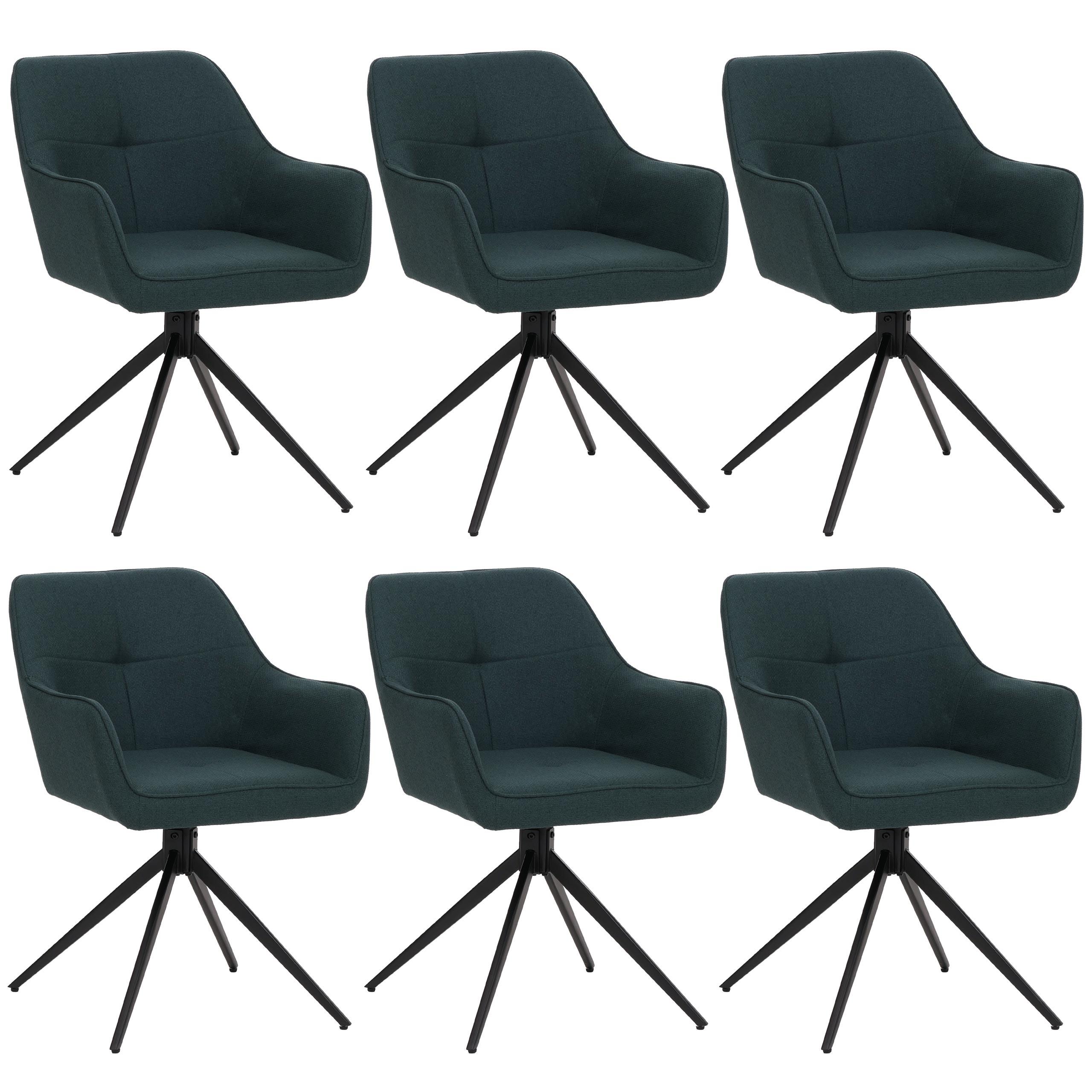 ESSZIMMERSTUHL Schwarz, Petrol 6er-Set - Petrol/Schwarz, Textil (53/80/59cm) - MCW