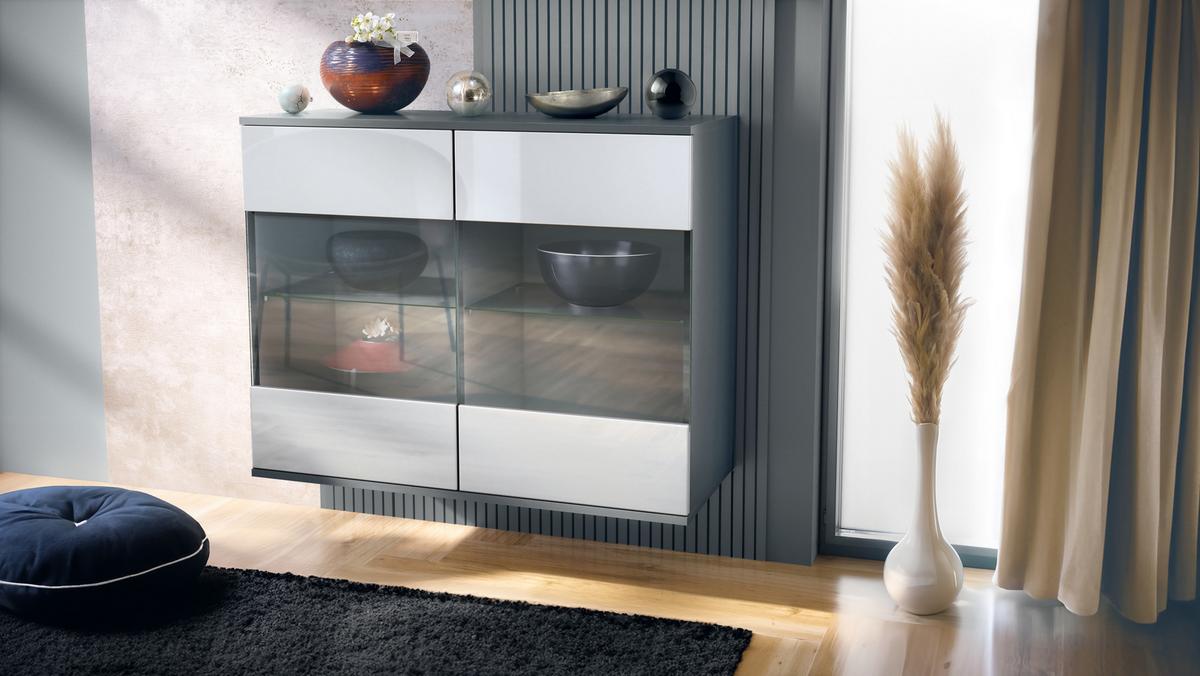 KOMMODE Bari Weiß Hochglanz - Weiß Hochglanz, Holzwerkstoff (92.5/73.5/35cm) - Vladon