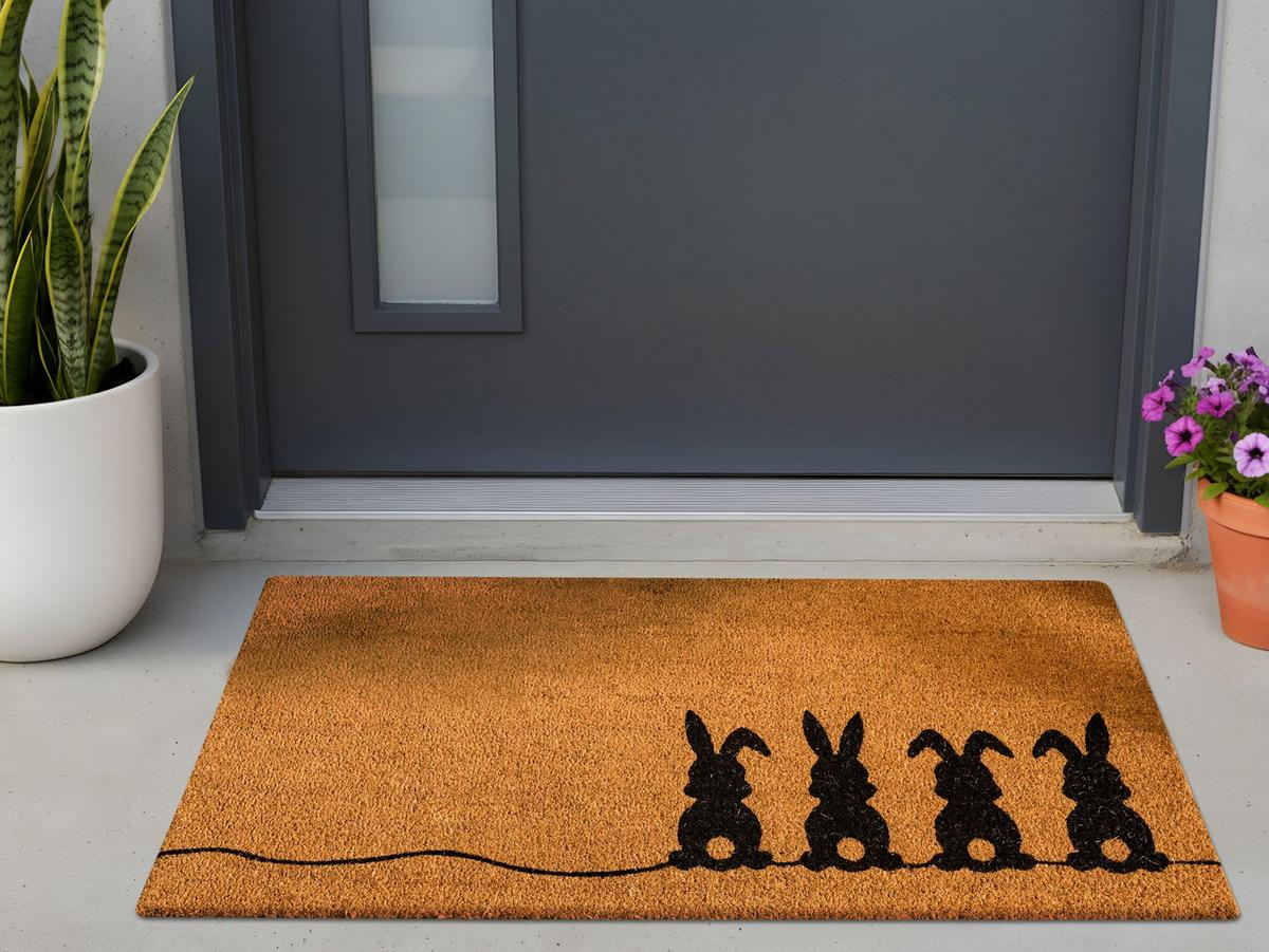 FUSSMATTE Naturfarben 55/120 cm Kaninchen Kokosfasern Pulian - Naturfarben, Textil (55/120cm) - Beliani