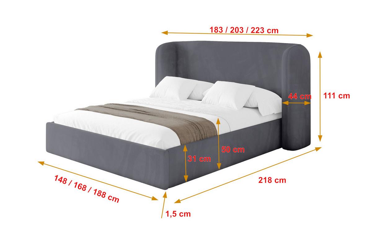 POLSTERBETT mit Bettkasten und Lattenrost, Bett mit Matratze H3/H4 - ESTI 180x200 Dunkelgrau - Dunkelgrau, Holzwerkstoff/Textil (180/200cm) - ALTDECOR