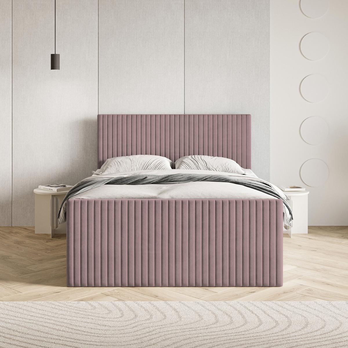 BOXBETT TERVAN 180x200 cm mit Matratze und Topper - Rosa - Rosa, Holz (180/200cm) - MASSENO