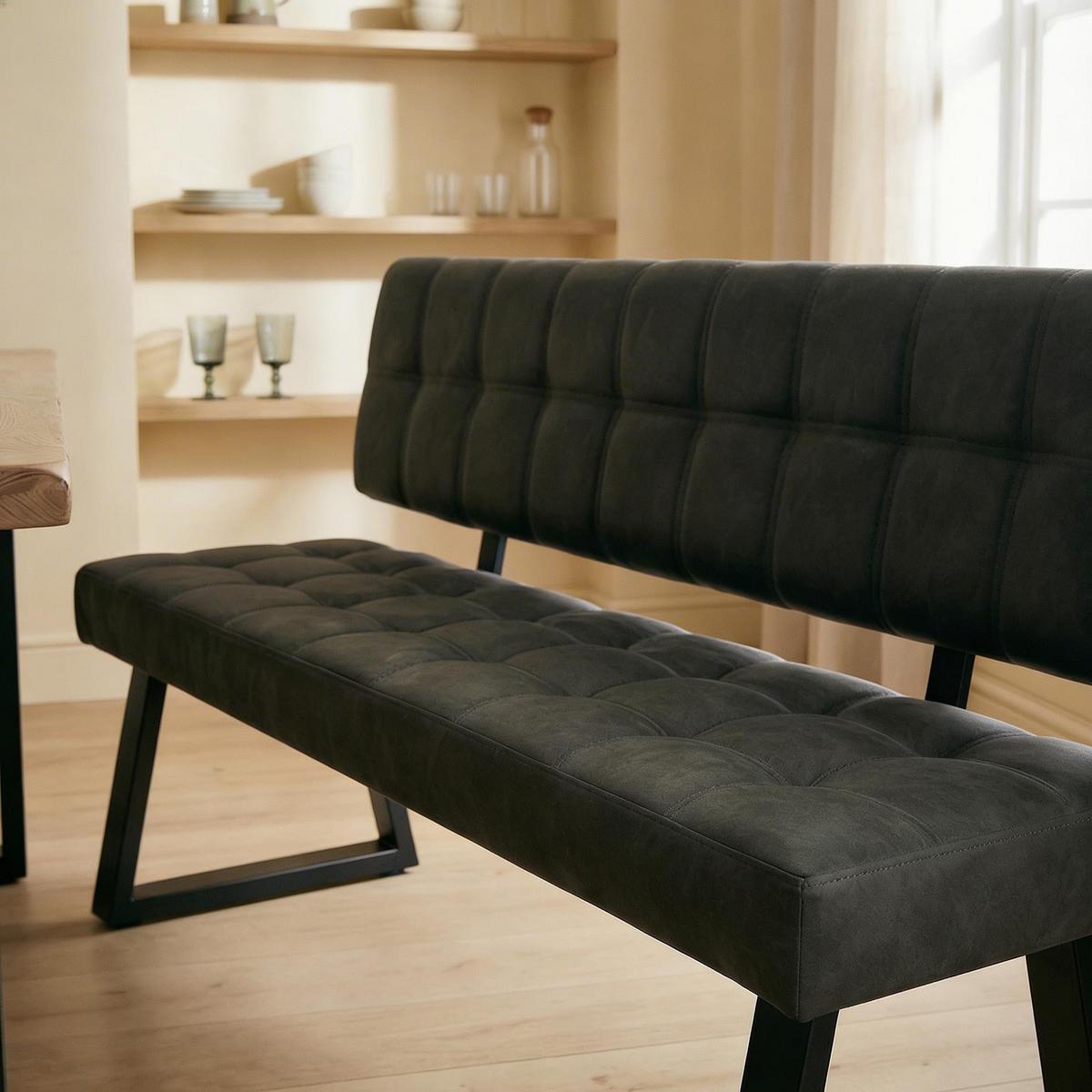 ESSZIMMERBANK KORSI schwarz - Schwarz, Textil/Metall (140/87/56cm) - IDIMEX