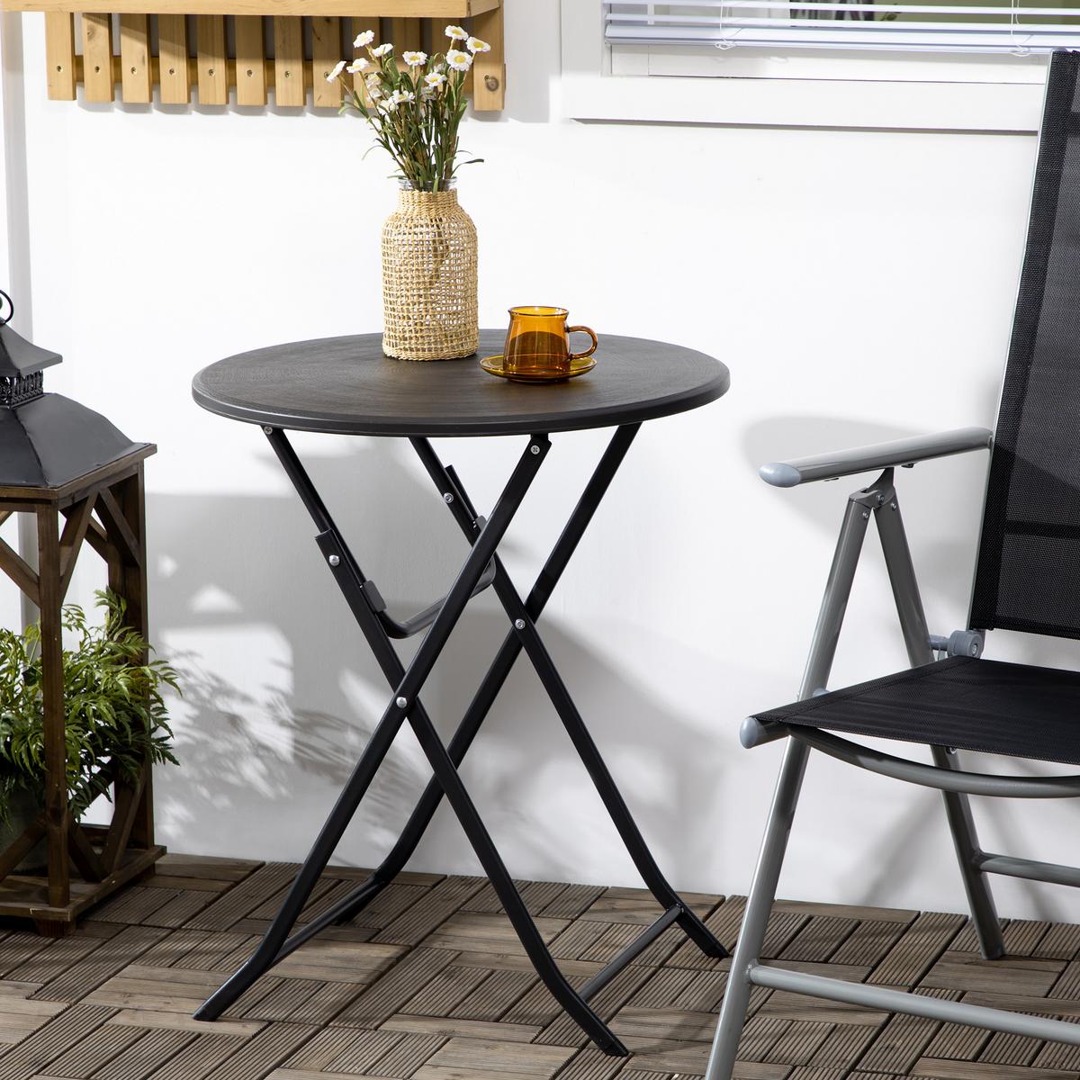 GARTENTISCH, Dunkelgrau, Stahl, HDPE - Dunkelgrau, Metall (60/60/73cm) - Outsunny