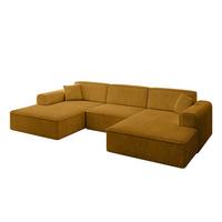WOHNLANDSCHAFT IREA-U1-v3 - 301x165x77 cm Senfgelb - Dunkelgelb/Grün, Holzwerkstoff/Textil (301/77/165cm) - ALTDECOR
