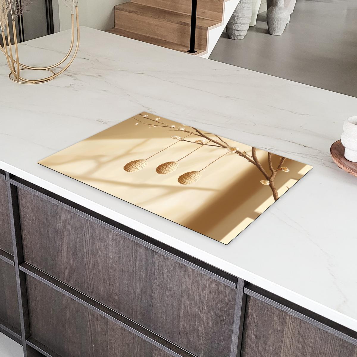 HERDABDECKPLATTE Beige - Osterkuchen - Eier Ceranfeldabdeckung 80x52 cm - Beige, Kunststoff (80/52/0.2cm) - MuchoWow