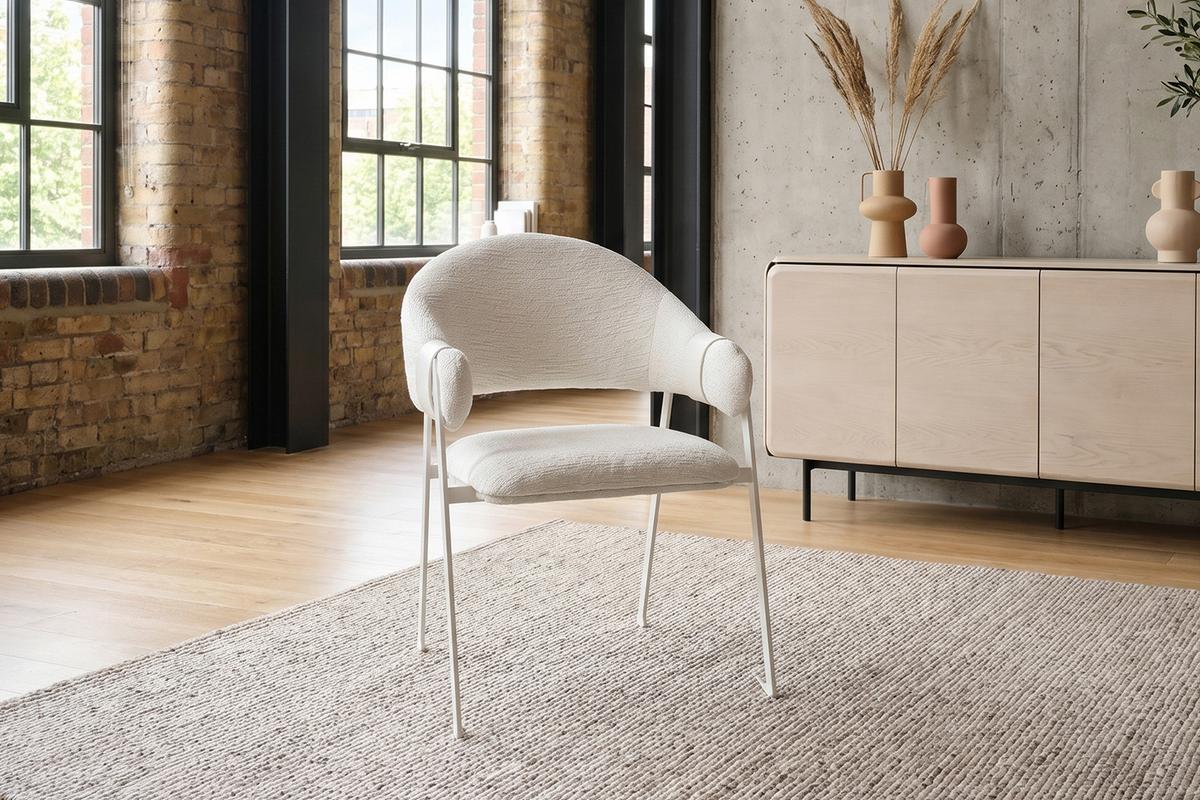 ESSZIMMERSTUHL ARELLA Cremeweiß Flachgewebe (1er-Set) - Creme, Glas/Kunststoff (63/83/63cm) - KAWOLA